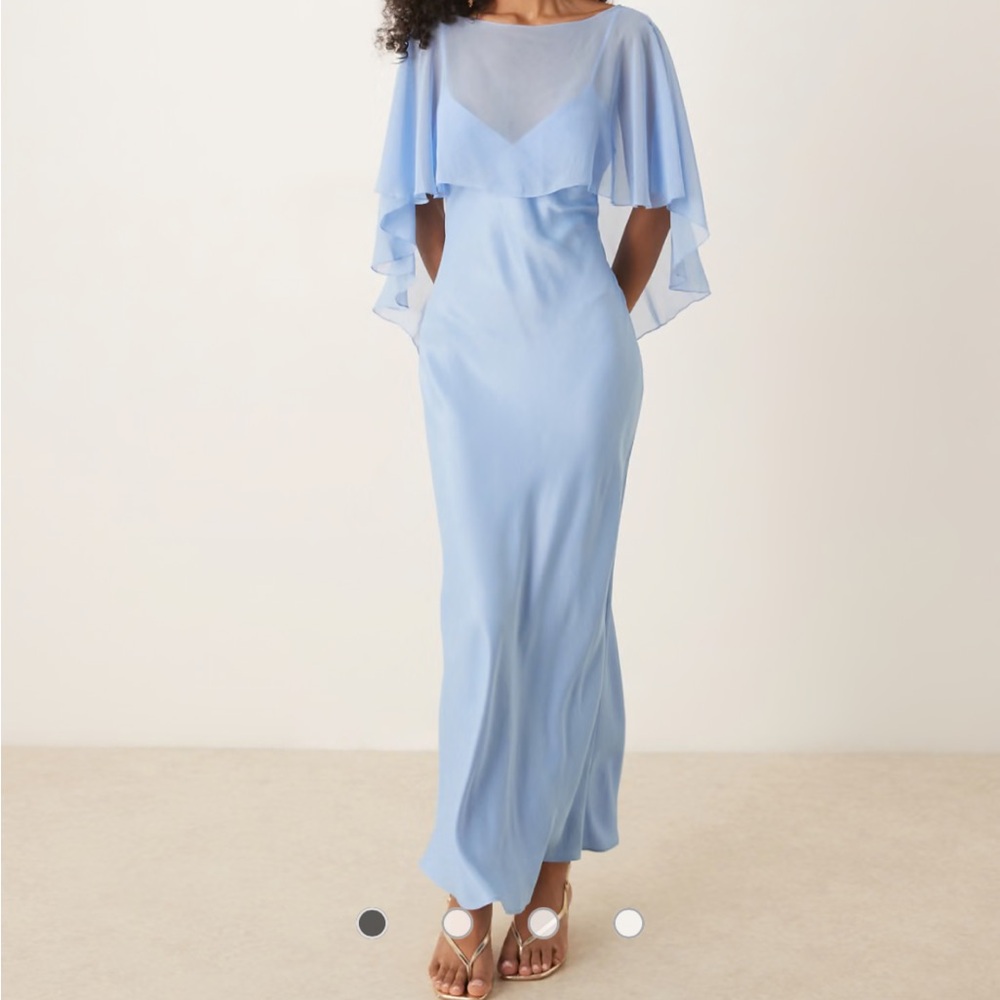 ASOS Light Blue Cape-Overlay Maxi Dress - Picture 6 of 8